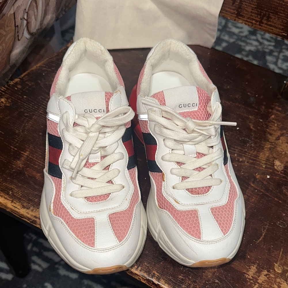 Gucci Women's Pink, White, and Black Sneakers
